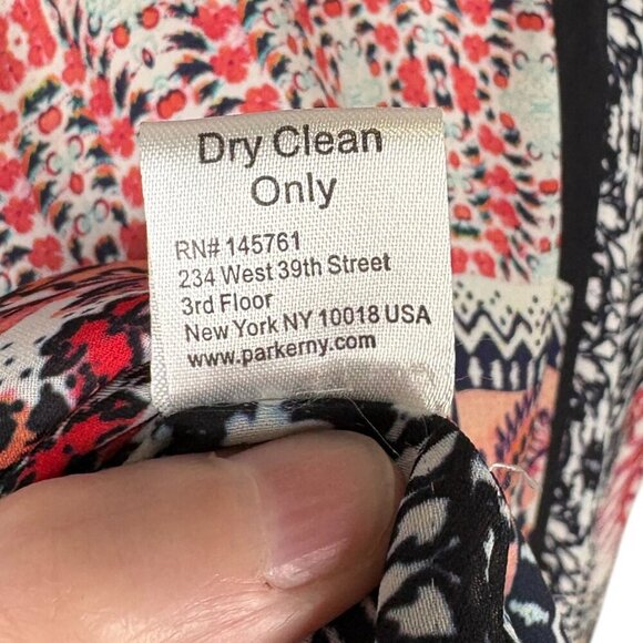 Parker 100% Silk Colorful Floral Patchwork Sleeveless Midi Dress Women's Size XS - Picture 6 of 7